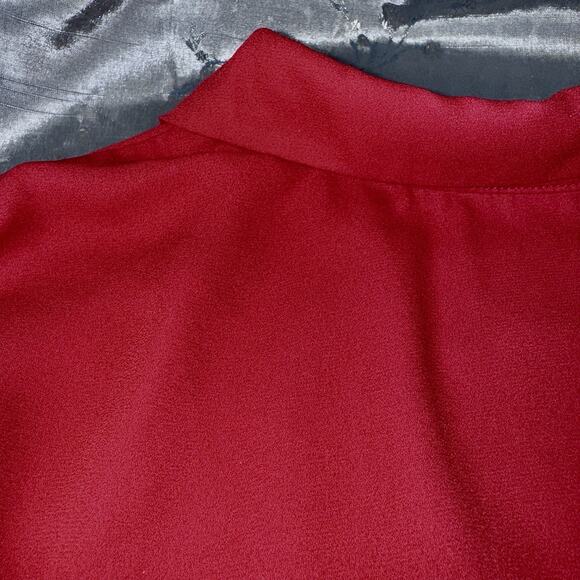 Maeve Anthropologie Tomato Red Long Sleeve 3 Button Top Shirt Blouse Medium Work - Picture 10 of 10